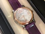 Perfect Replica Chopard Happy Sport V2 Upgrade Stainless Steel Case Purple Leather Women Watch